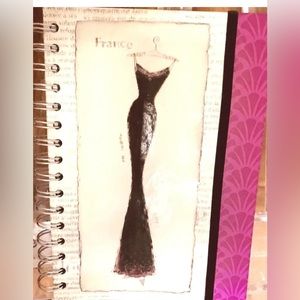 New Journal Notebook Fashion Dress Raspberry Felt Stripe Spiral Bound 110 Pages